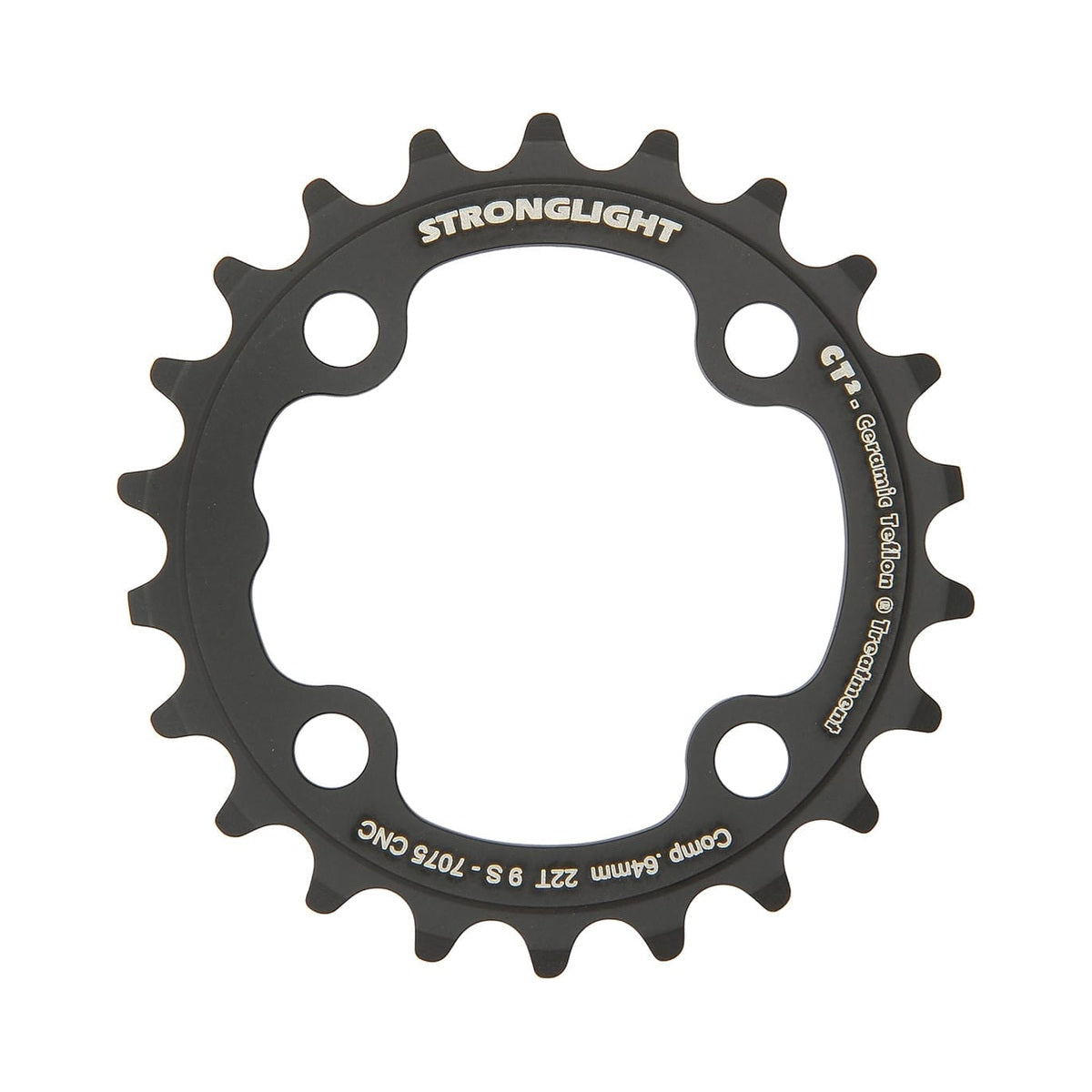 Plato interior STRONGLIGHT CT² de 9 velocidades, 4 agujeros, 64 mm — vista del plato sobre fondo blanco