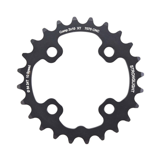 Plato interior STRONGLIGHT para SHIMANO XT M785 de 10 velocidades, 4 agujeros, 64 mm — vista del plato sobre fondo blanco