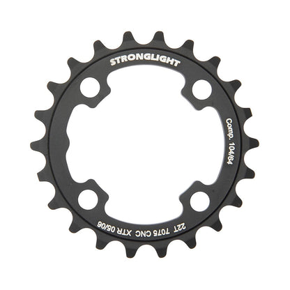 Plato interior STRONGLIGHT para SHIMANO XTR M960 de 9 velocidades, 4 agujeros, 64 mm — vista del plato sobre fondo blanco