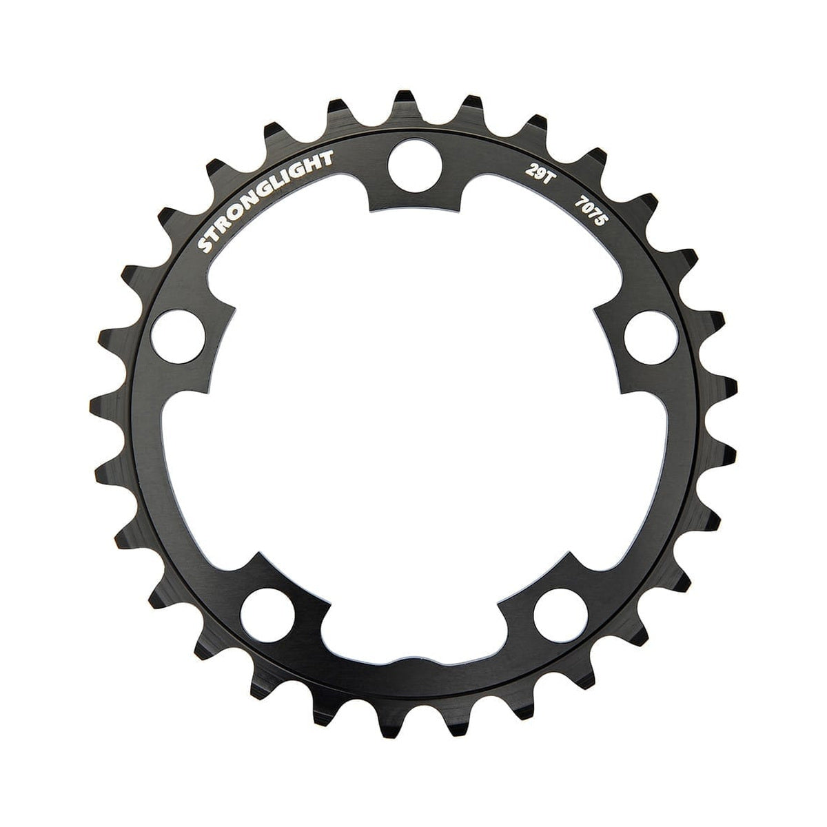 Plato interior STRONGLIGHT de acero inoxidable, 9 velocidades, 5 agujeros, 58 mm — vista del plato sobre fondo blanco