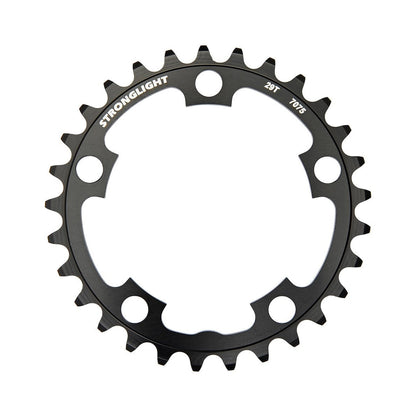 Plato interior STRONGLIGHT de acero inoxidable, 9 velocidades, 5 agujeros, 58 mm — vista del plato sobre fondo blanco