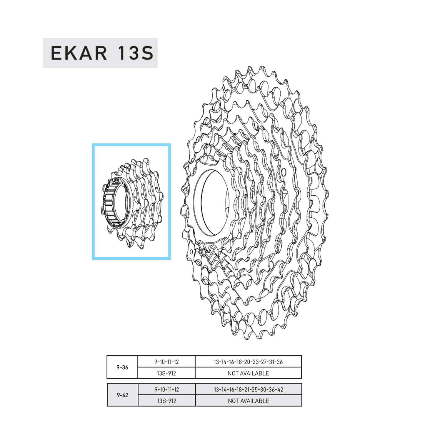 Piñones CAMPAGNOLO EKAR 9-10-11-12 Dientes para cassette 9-36 o 9-42