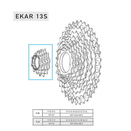 Piñones CAMPAGNOLO EKAR 9-10-11-12 Dientes para cassette 9-36 o 9-42