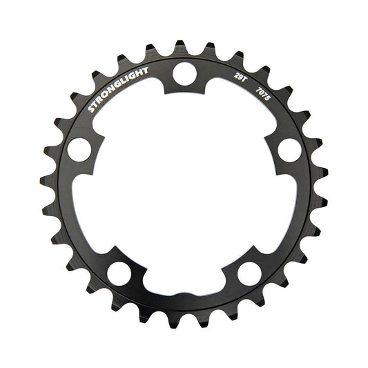 Plato intermedio STRONGLIGHT de aluminio 7075, 9 velocidades, 5 agujeros, 94 mm — vista del plato sobre fondo blanco