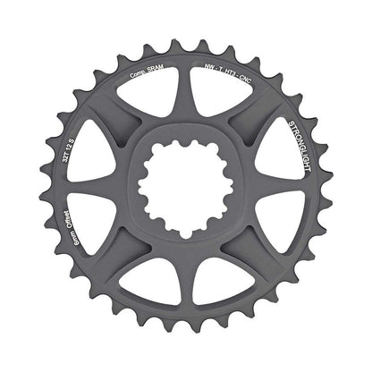 Plato monoplato STRONGLIGHT HT3 para SRAM EAGLE XX1/X01 de 12 velocidades, montaje directo, desplazamiento de 6 mm — vista del plato sobre fondo blanco
