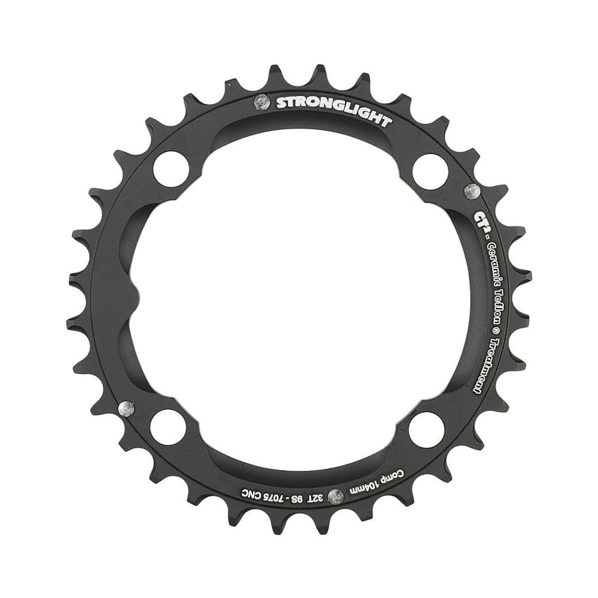 Plato intermedio STRONGLIGHT CT² de 9 velocidades, 4 agujeros, 104 mm — vista del plato sobre fondo blanco