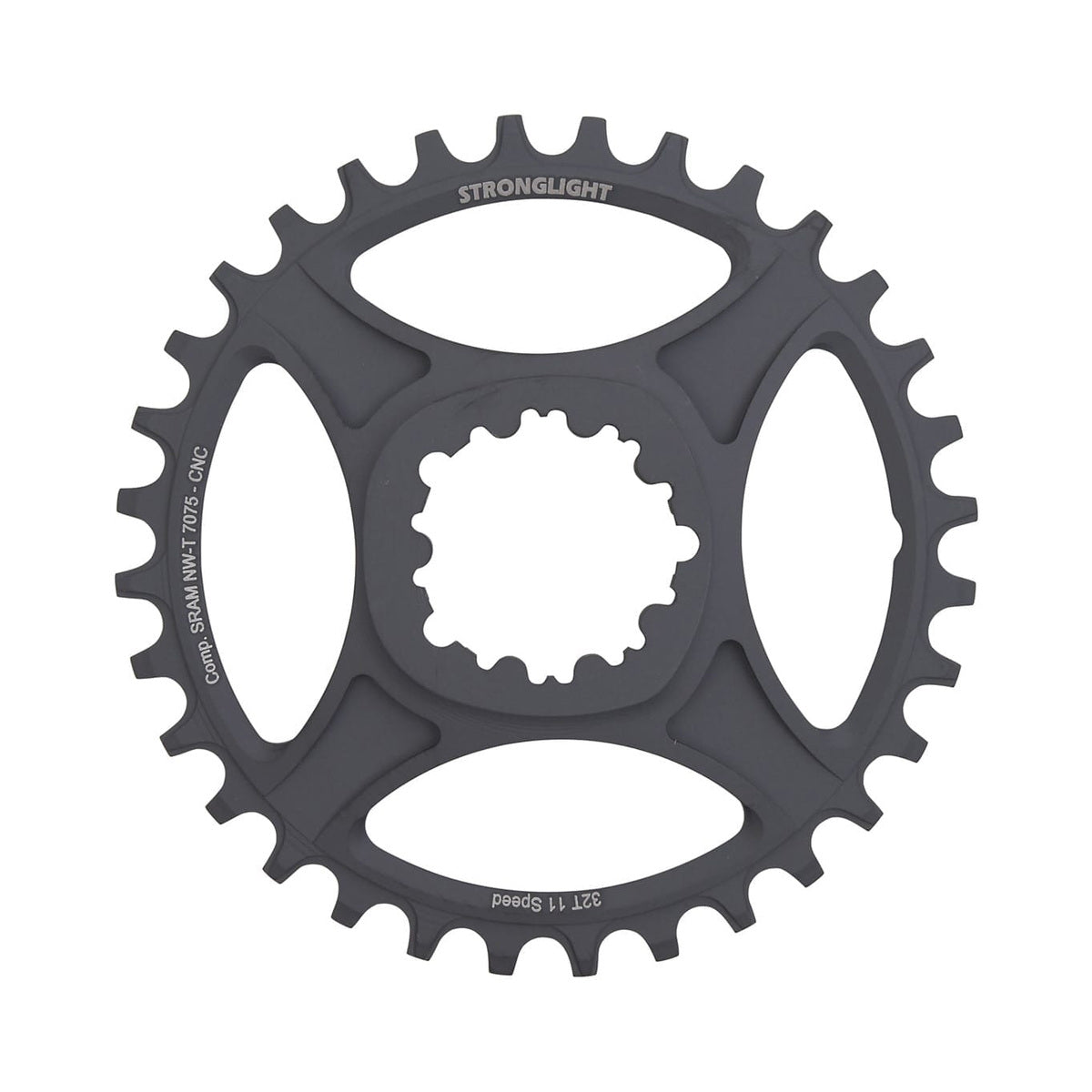 Plato monoplato STRONGLIGHT HT3 de dentado estrecho-ancho, 11 velocidades, para Sram, montaje directo, desplazamiento de 6 mm — vista del plato sobre fondo blanco