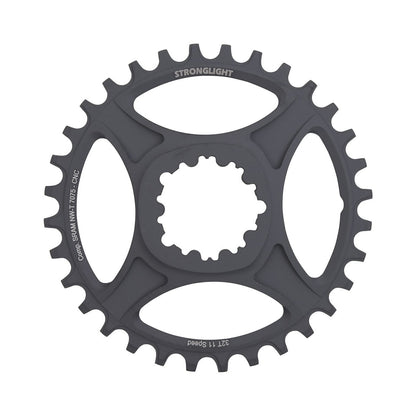 Plato monoplato STRONGLIGHT HT3 de dentado estrecho-ancho, 11 velocidades, para Sram, montaje directo, desplazamiento de 6 mm — vista del plato sobre fondo blanco