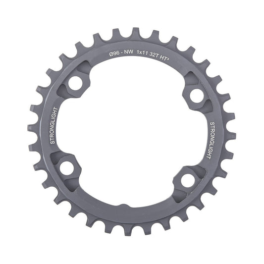 Plato monoplato STRONGLIGHT HT3 de dentado estrecho-ancho para Shimano XTR M9000/M9020/XT M8000 de 11 velocidades, 4 agujeros, 96 mm — vista del plato sobre fondo blanco