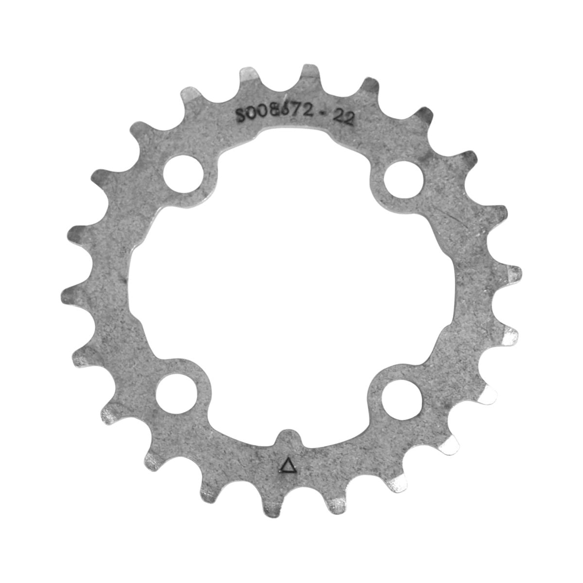 Plato interior STRONGLIGHT de acero inoxidable, 9 velocidades, 4 agujeros, 64 mm — vista del plato sobre fondo blanco