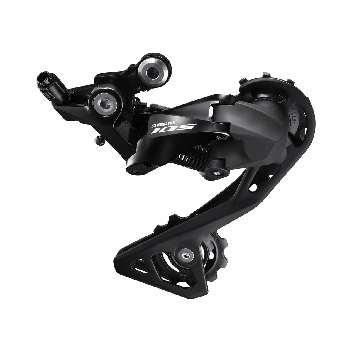 Cambio trasero SHIMANO 105 R7000-GS de 11 velocidades con pata media, negro – vista del producto sobre fondo blanco