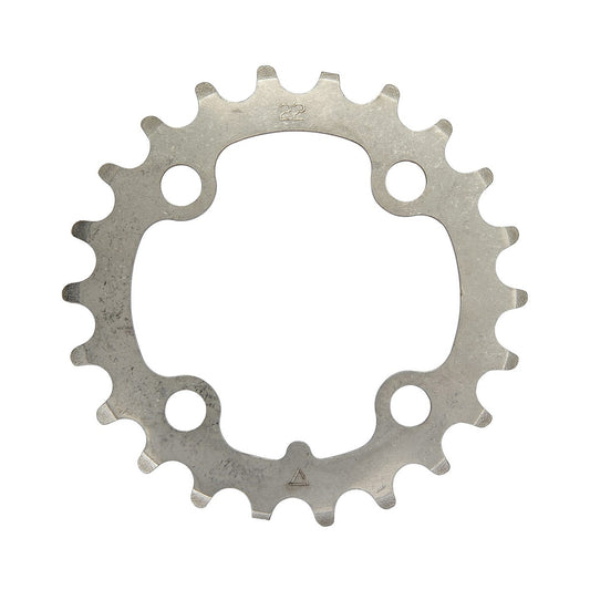 Plato interior STRONGLIGHT de acero inoxidable, 9 velocidades, 4 agujeros, 64 mm — vista del plato sobre fondo blanco