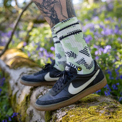 Calcetines BURGTEC EVERYDAY CREW PATTERNED Blanco/Verde