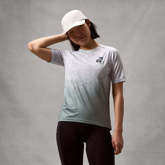 Camiseta manga corta ENDURA SINGLETRACK PRINT TEE Mujer Aero Azul