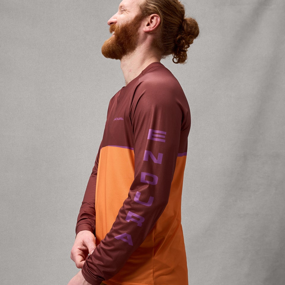 Maillot ENDURA SINGLETRACK CORE PRINTED Manga Larga End Naranja