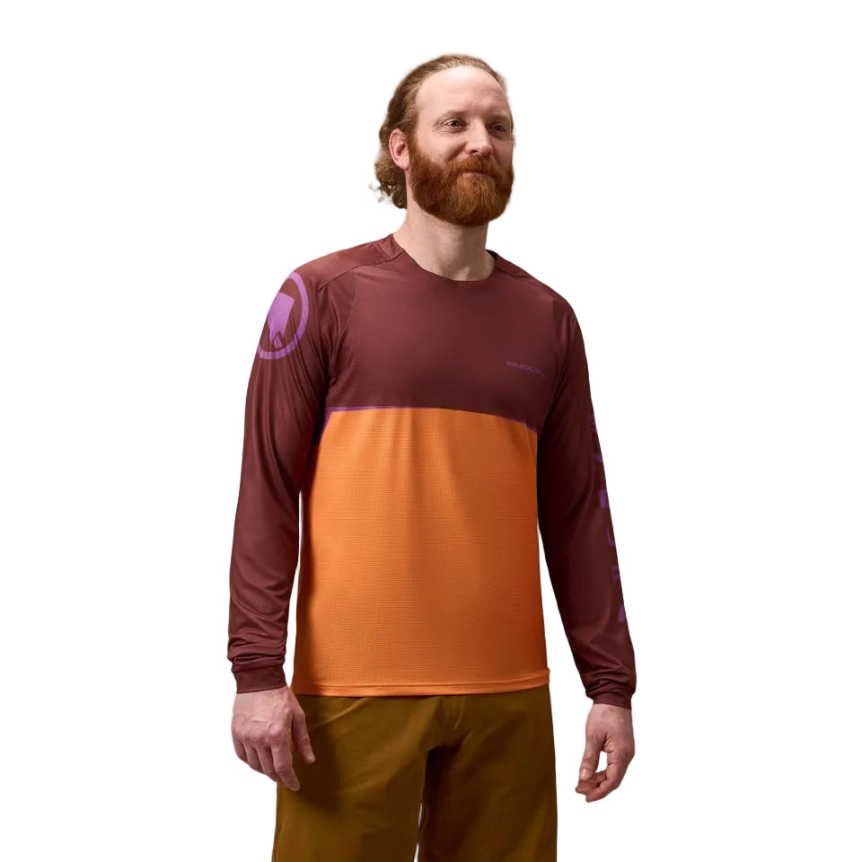 Maillot ENDURA SINGLETRACK CORE PRINTED Manga Larga End Naranja