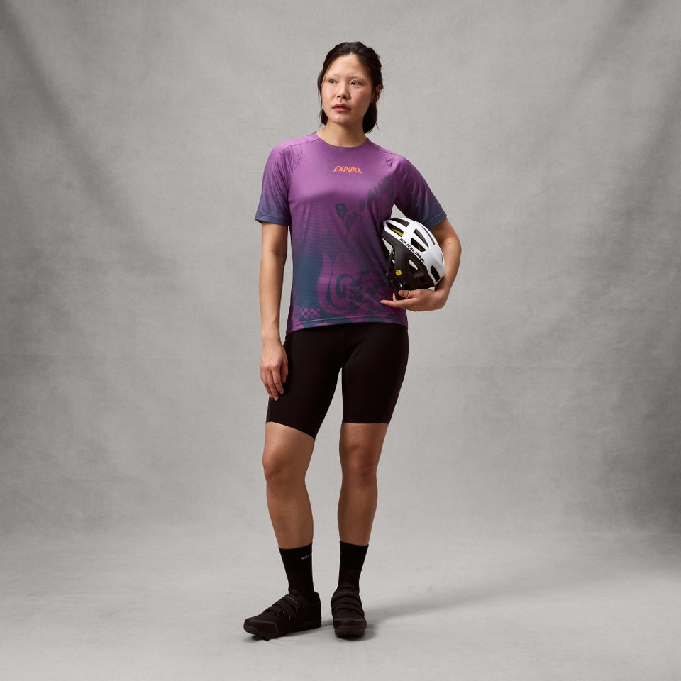 Camiseta manga corta ENDURA SINGLETRACK PRINT Mujer End Morado
