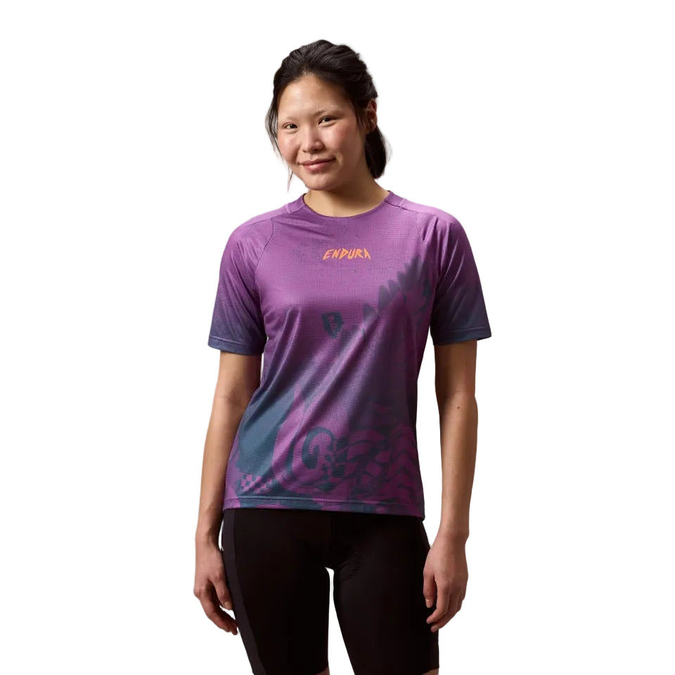 Camiseta manga corta ENDURA SINGLETRACK PRINT Mujer End Morado