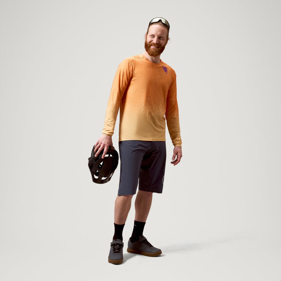 ENDURA SINGLETRACK PRINT Maillot Manga Larga Fin Naranja