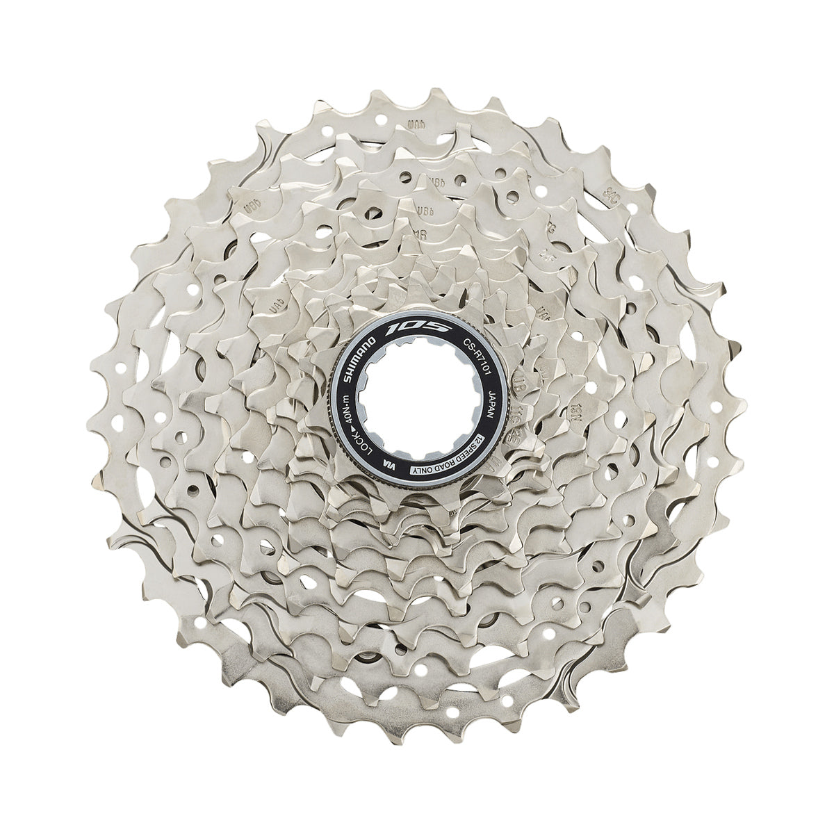 Cassette de 12 velocidades SHIMANO 105 CS-R7101 – foto principal sobre fondo blanco