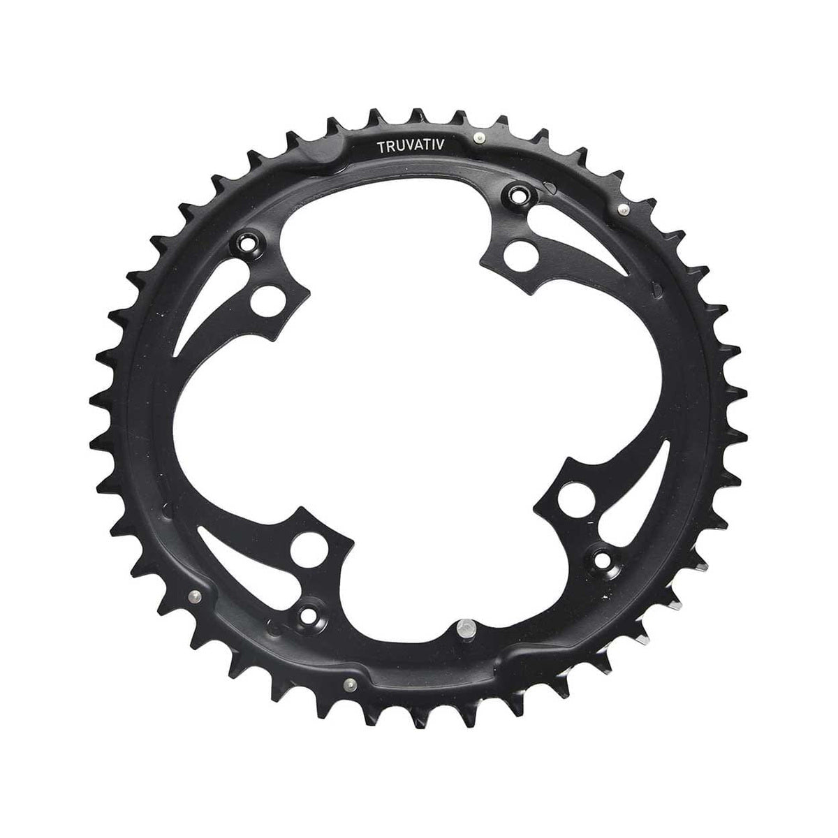 Plato exterior SRAM MTB 104BCD de 9/10 velocidades, 4 agujeros, 104 mm — vista del plato sobre fondo blanco