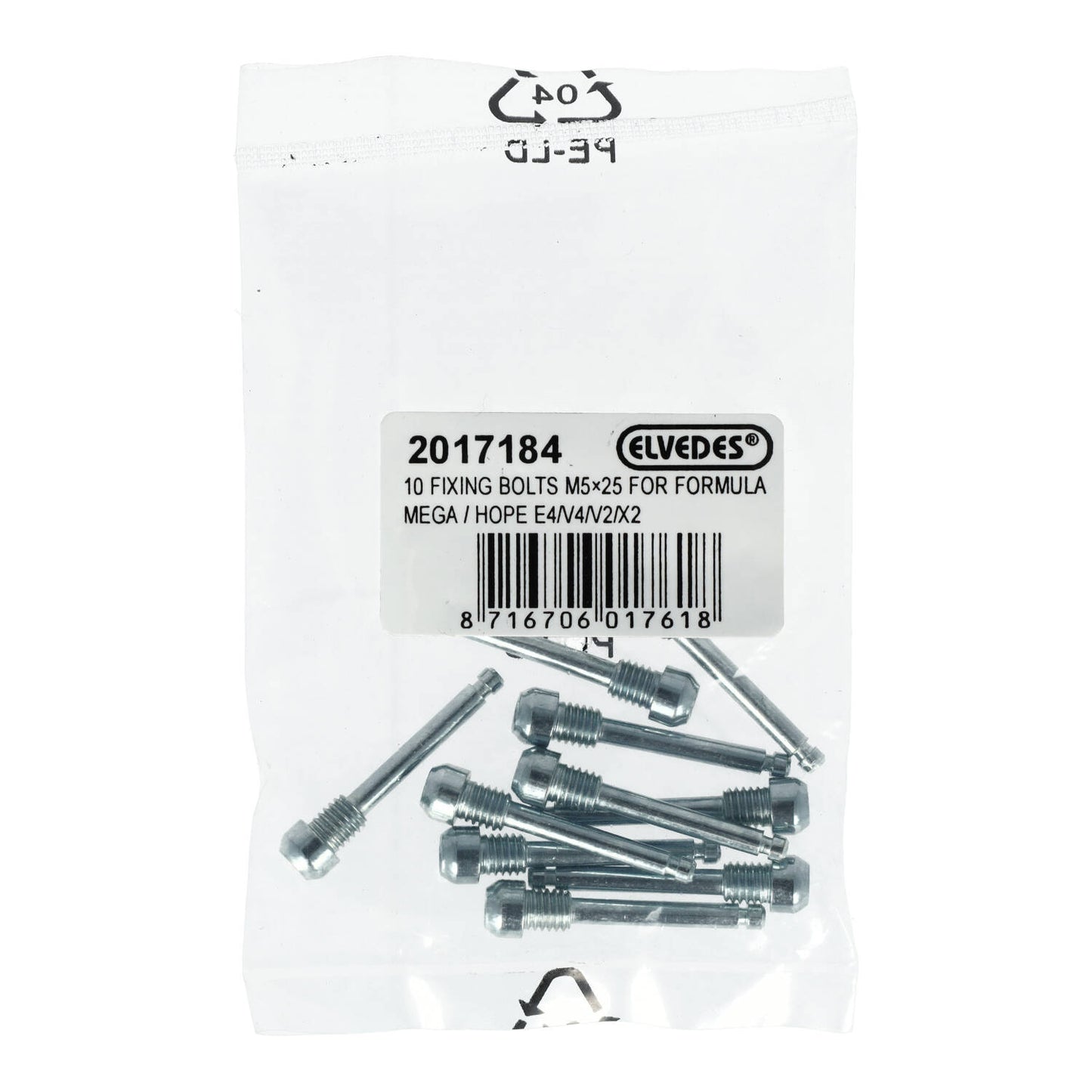 Kit de 10 tornillos ELVEDES M5x25 para el montaje de insertos Formula Mega/HOPE E4/V4/X2/V2
