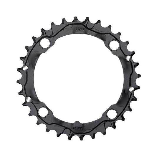 Plato intermedio TRUVATIV MTB 9 velocidades, 4 orificios, 104 mm — vista del plato sobre fondo blanco