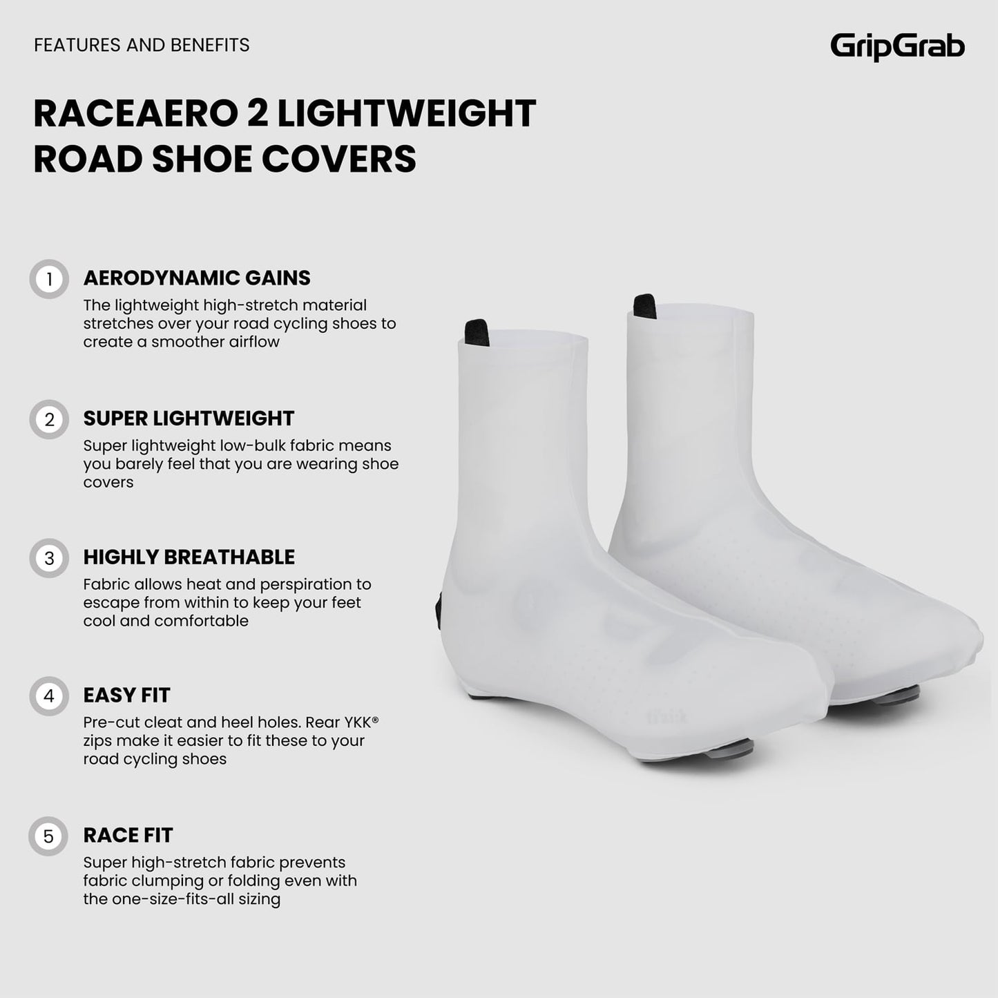 Cubrezapatillas GRIPGRAB RACE AERO 2 Blanco