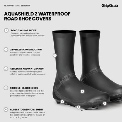 Cubrezapatillas GRIPGRAB AQUASHIELD 2 IMPERMEABLES DE CARRETERA negros