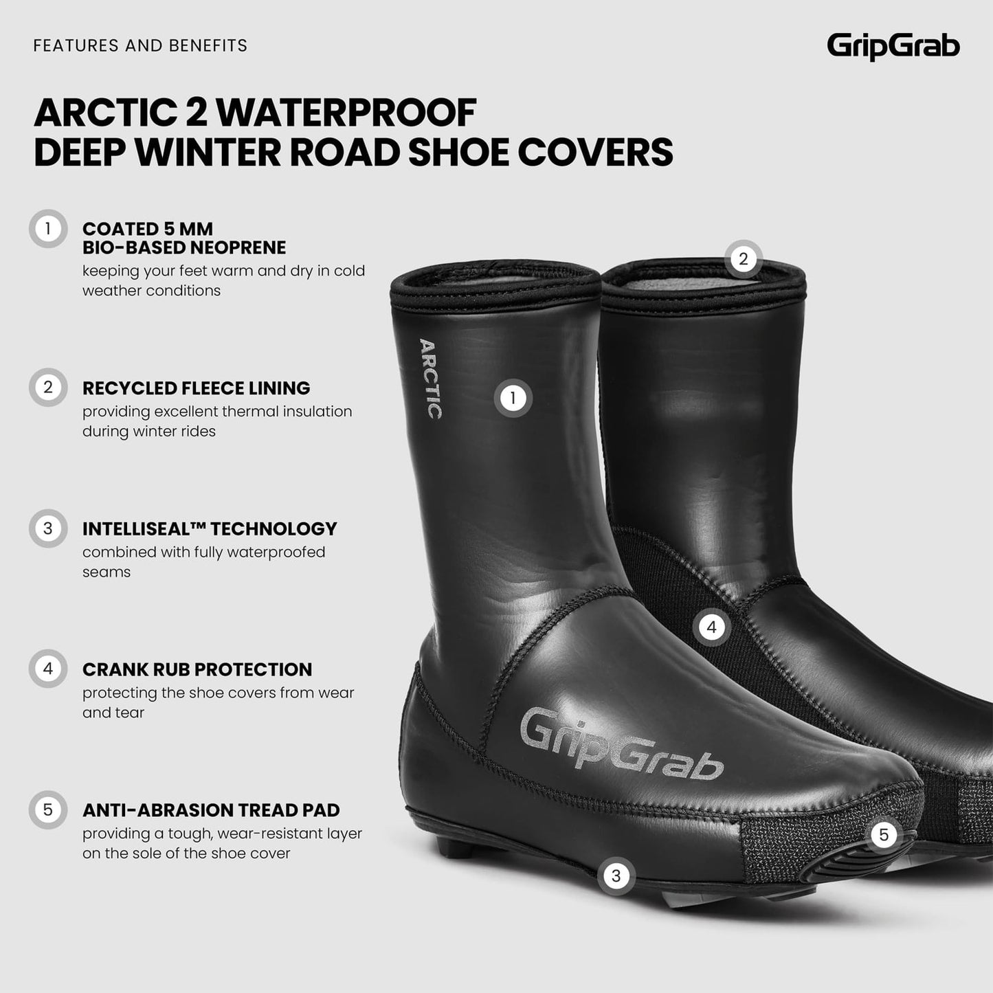 Cubrebotas GRIPGRAB ARTIC 2 WATERPROOF ROAD Negro