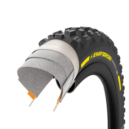 Cubierta PIRELLI SCORPION EMPEROR 29x2.40 Supersoft DH+Wall Tubeless Ready de aro flexible negro/amarillo Team Edition
