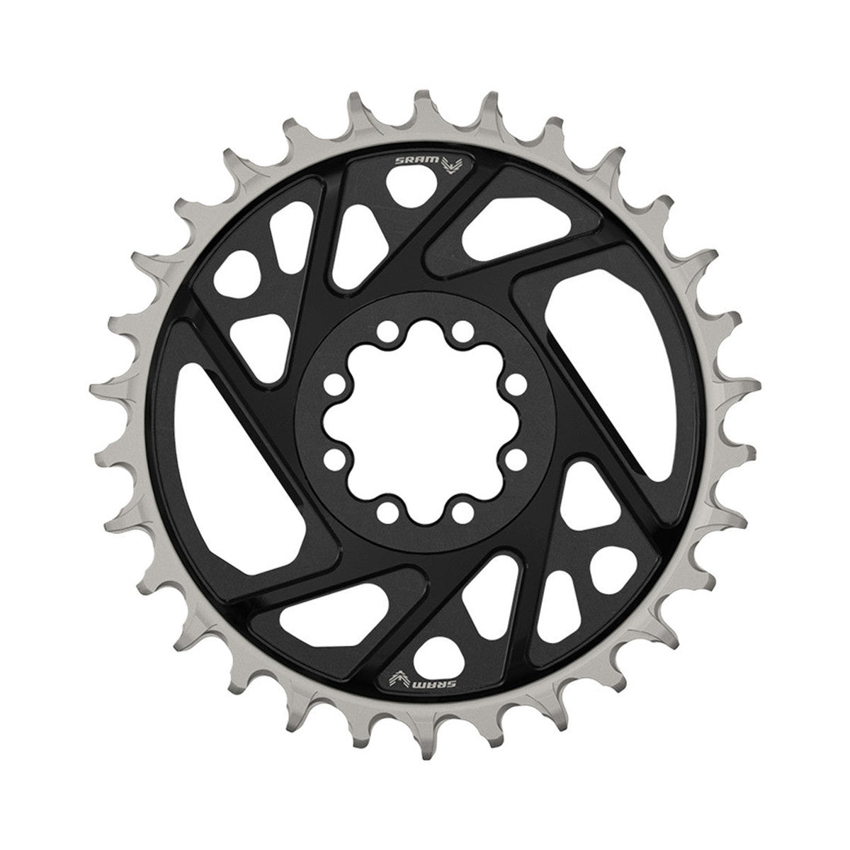 Plato único SRAM XX T-TYPE EAGLE BOOST 12 velocidades, montaje directo, desplazamiento de 3 mm, negro — vista del plato sobre fondo blanco