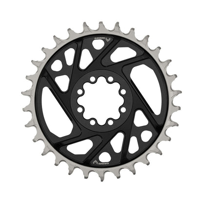 Plato único SRAM XX T-TYPE EAGLE BOOST 12 velocidades, montaje directo, desplazamiento de 3 mm, negro — vista del plato sobre fondo blanco