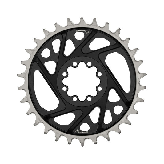 Plato único SRAM XX T-TYPE EAGLE BOOST 12 velocidades, montaje directo, desplazamiento de 3 mm, negro — vista del plato sobre fondo blanco