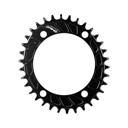 Plato ovalado monoplato 11/12V ROTOR Q-RING MTB de 4 orificios y 110 mm — vista del plato sobre fondo blanco