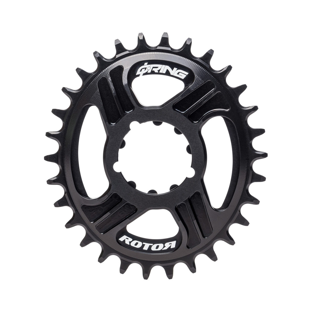 Plato único ovalado ROTOR Q-RING para Sram, 11/12 velocidades, montaje directo, desplazamiento de 6 mm — vista del plato sobre fondo blanco
