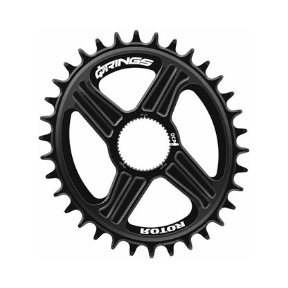 Plato monoplato ovalado ROTOR Q-RING 9/10/11 velocidades de montaje directo para Hawk/Raptor/Kapic/INpower/2INpower — vista del plato sobre fondo blanco