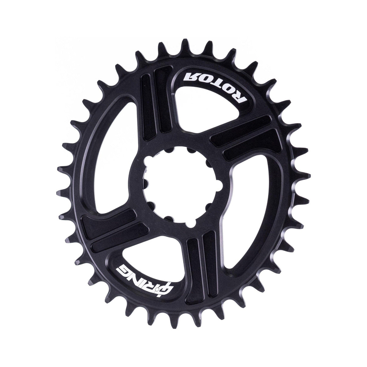 Plato monoplato ovalado ROTOR Q-RING 11/12 velocidades de montaje directo SRAM, desplazamiento de 0 mm — vista del plato sobre fondo blanco