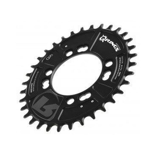 Plato monoplato ovalado ROTOR QX1 NARROW WIDE 9/10/11/12 velocidades, 4 orificios, 76 mm — vista del plato sobre fondo blanco