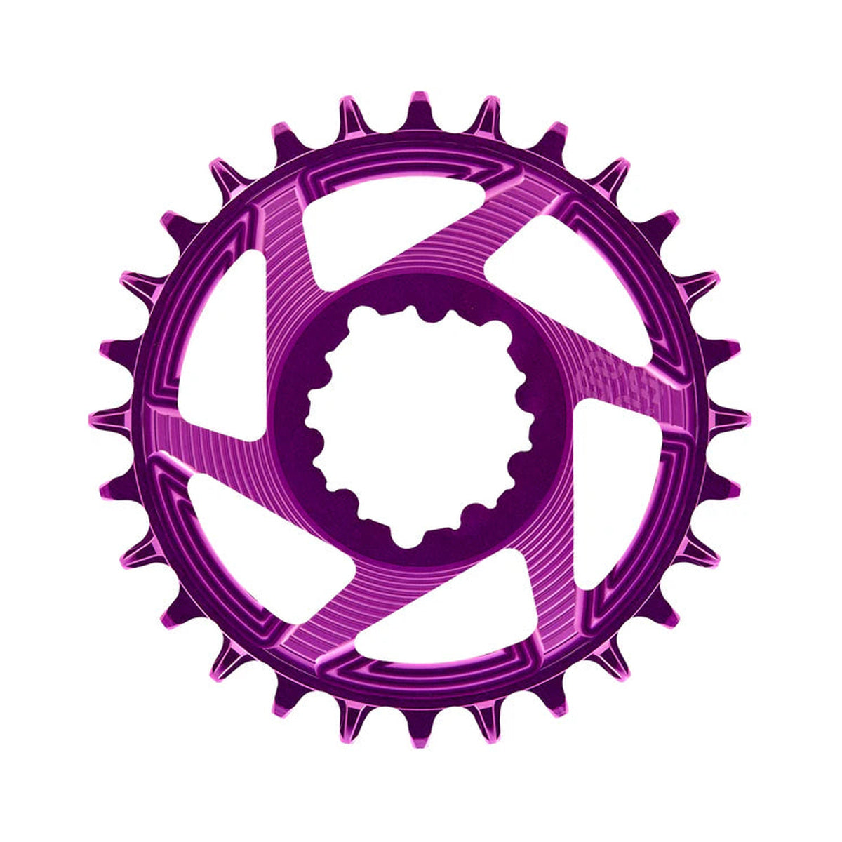 Plato monoplato E-THIRTEEN HELIX RACE 11/12 velocidades de montaje directo SRAM Boost, desplazamiento de 3 mm, violeta — vista del plato sobre fondo blanco