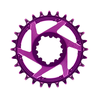 Plato monoplato E-THIRTEEN HELIX RACE 11/12 velocidades de montaje directo SRAM Boost, desplazamiento de 3 mm, violeta — vista del plato sobre fondo blanco