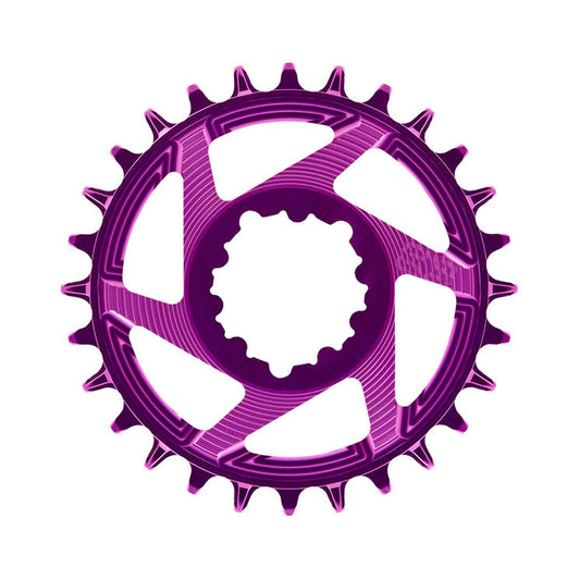 Plato monoplato E-THIRTEEN HELIX RACE 11/12 velocidades de montaje directo SRAM Boost, desplazamiento de 3 mm, violeta — vista del plato sobre fondo blanco