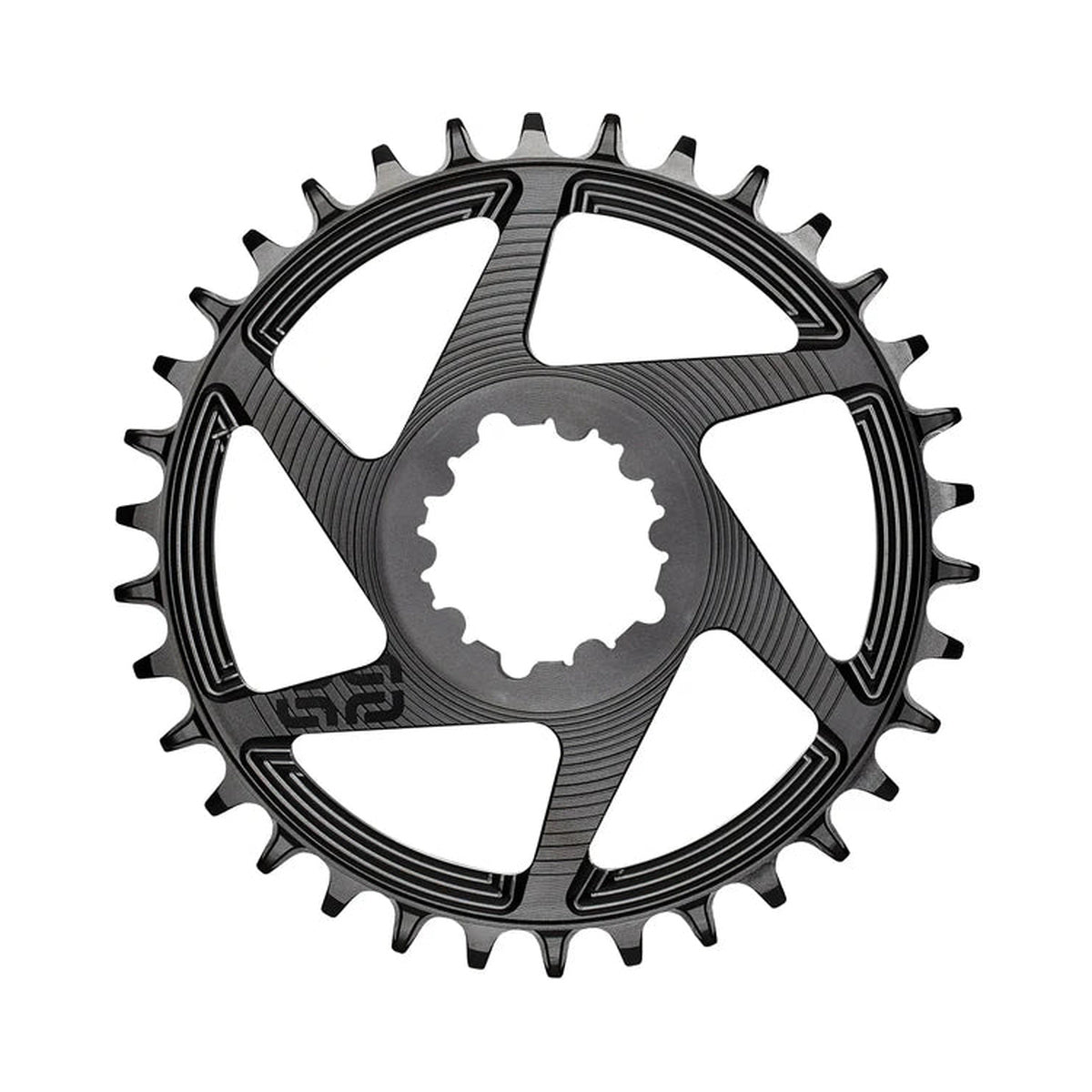 Plato monoplato E-THIRTEEN HELIX RACE 11/12 velocidades de montaje directo SRAM Boost, desplazamiento de 3 mm, negro — vista del plato sobre fondo blanco