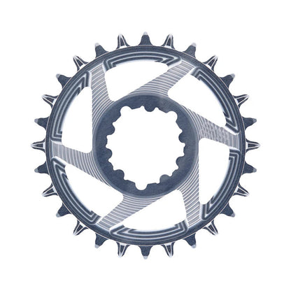 Plato monoplato E-THIRTEEN HELIX RACE 11/12 velocidades de montaje directo SRAM Boost, desplazamiento de 3 mm, gris — vista del plato sobre fondo blanco