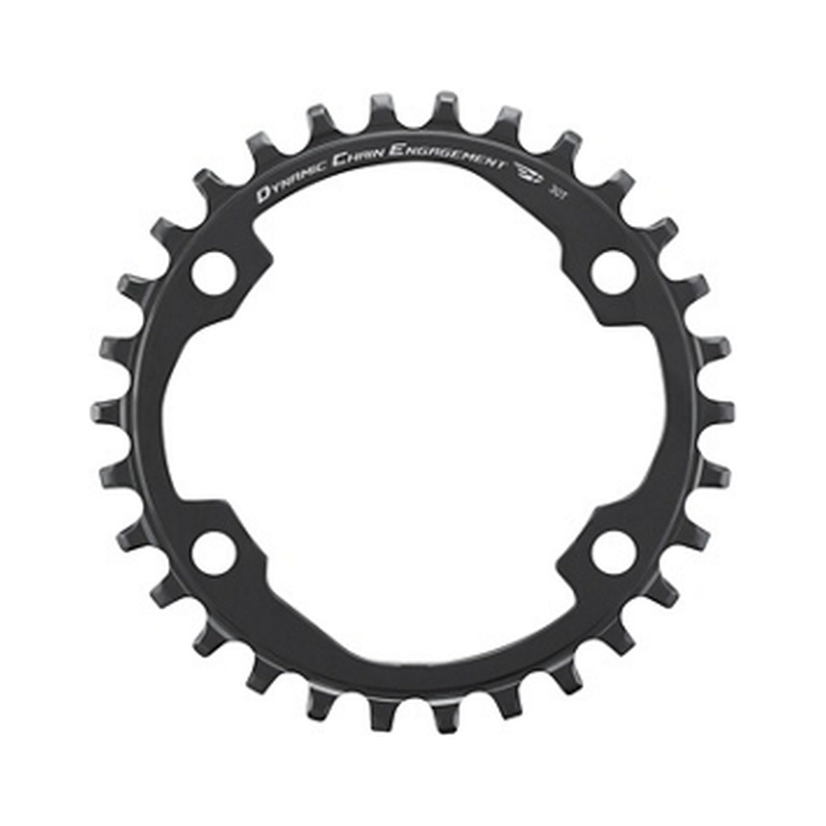 Plato monoplato SHIMANO CUES U6000 9/10/11 velocidades, BCD de 96 mm — vista del plato sobre fondo blanco