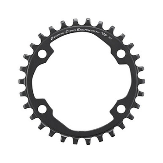Plato monoplato SHIMANO CUES U6000 9/10/11 velocidades, BCD de 96 mm — vista del plato sobre fondo blanco