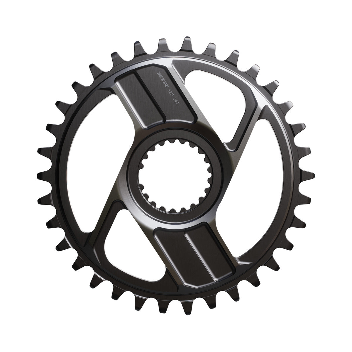 Plato monoplato SHIMANO XTR SM-CRM96 M9200/9220 12 velocidades — vista del plato sobre fondo blanco