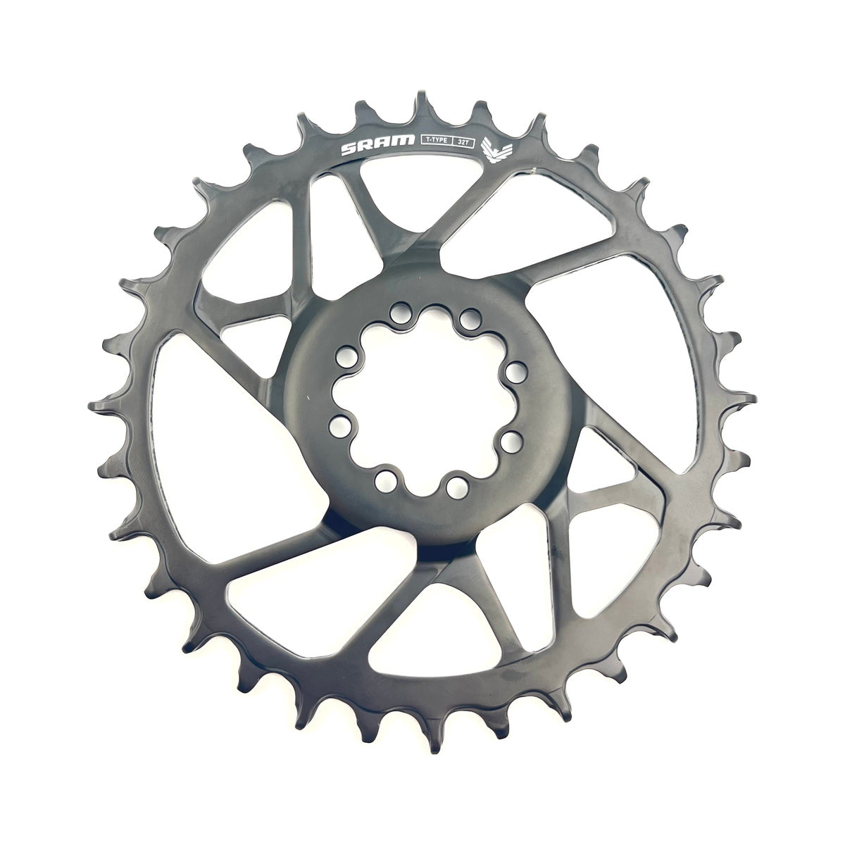 Plato monoplato SRAM S1000 T-TYPE EAGLE BOOST 12 velocidades, acero, montaje directo, desplazamiento de 3 mm, negro — vista del plato sobre fondo blanco