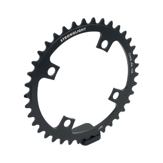 Plato monoplato STRONGLIGHT BOSCH GEN1/GEN3 1/8/9/10 velocidades, BCD de 104 mm (Bosch, Shimano, Yamaha, Bafang, Brose…), acero — vista del plato sobre fondo blanco