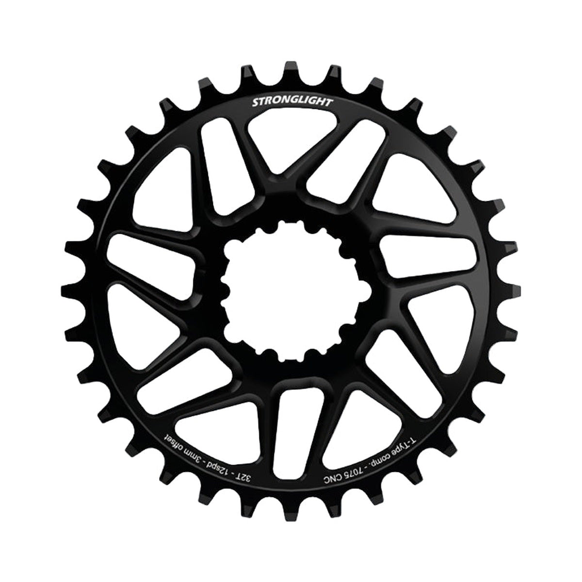 Plato monoplato STRONGLIGHT SRAM EAGLE SX/NX/GX/X01 12 velocidades de montaje directo, desplazamiento de 3 mm, Boost — vista del plato sobre fondo blanco
